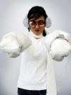 Beaded Leather Mitts with headphone & Multi-media device