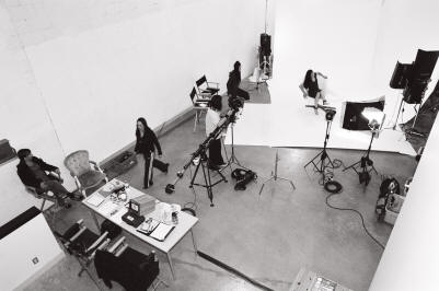 Production Shot 4: Black and White overhead shot of the Production of the Patient Storm